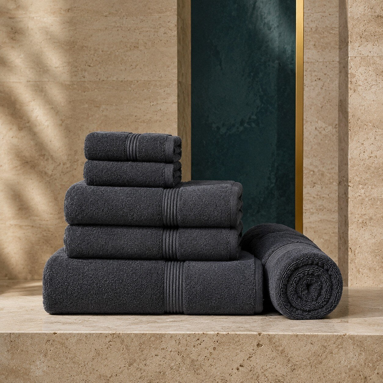 SPA-HANDTÜCHER™ – Ägyptische Baumwolle – Farbe Dunkelgrau – Hauptansicht