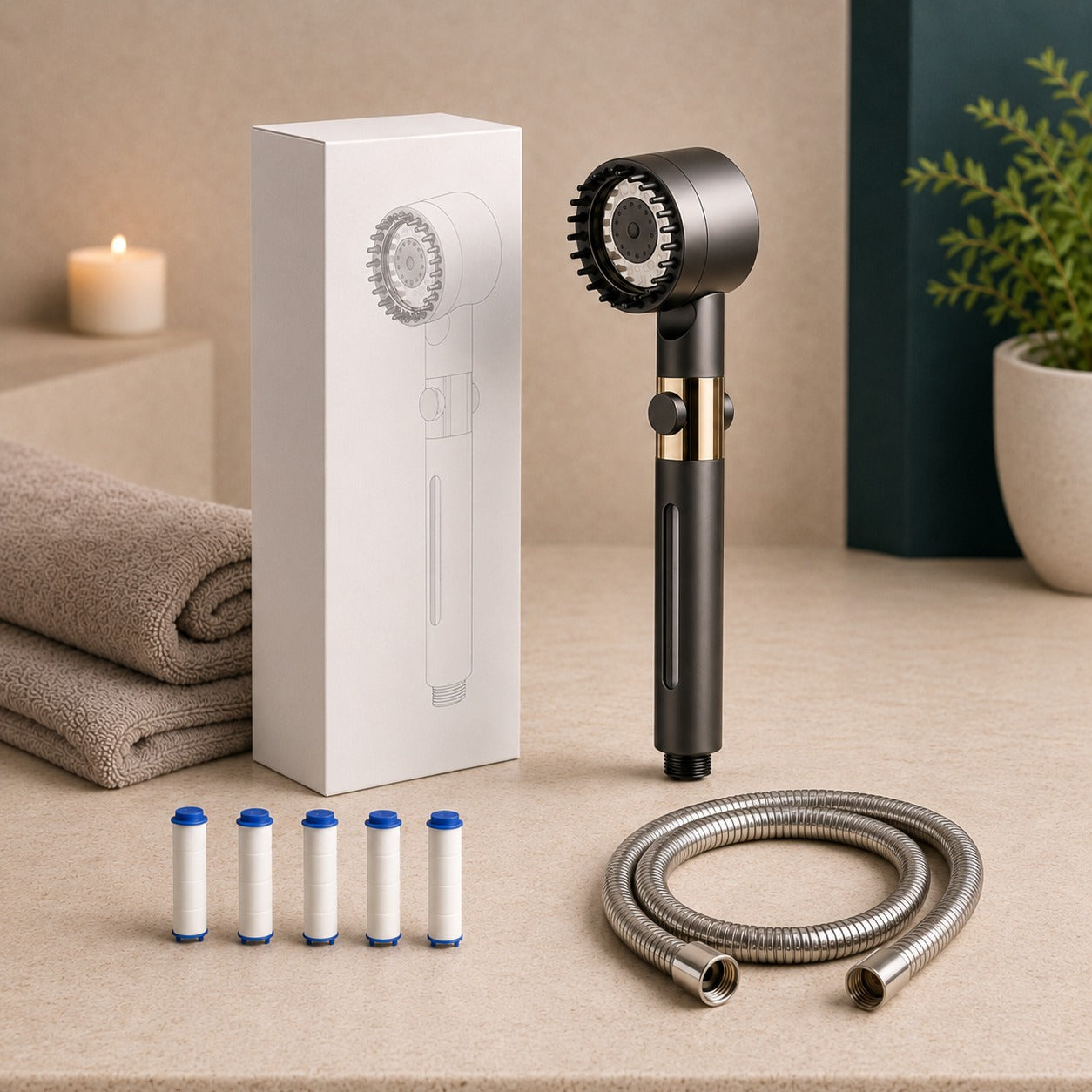 HYDRO-SENSE-DUSCHKOPF™ – Set mit Duschschlauch