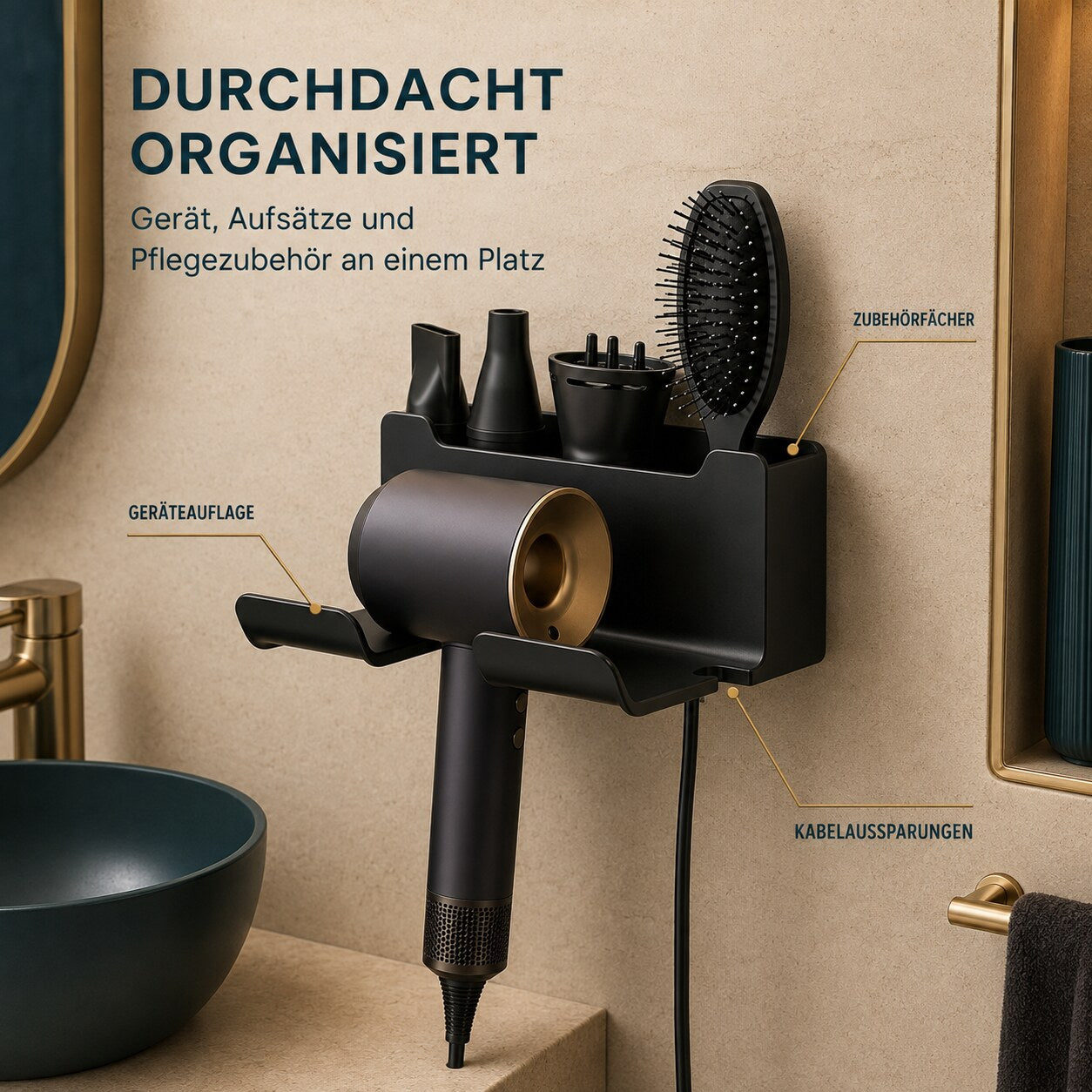 HALTERUNG für SUPER-HAIRDRYER™ – Organizer-Aufteilung